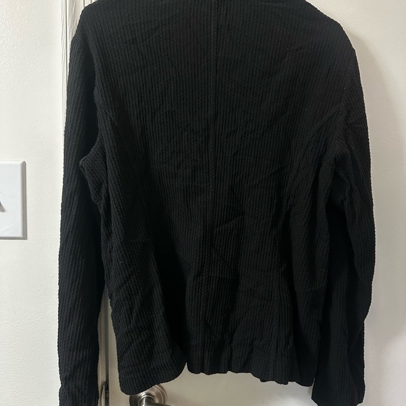 Eileen Fisher Black Textured Cloqué Knit Open Front cardigan - Picture 3 of 6